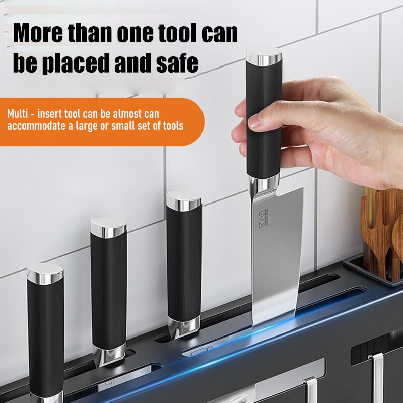 Rack Free Punching Rack Knife Holder Chopstick Holder Household Multi Functional Wall-Mounted Knife Holder Storage Rack Assembly