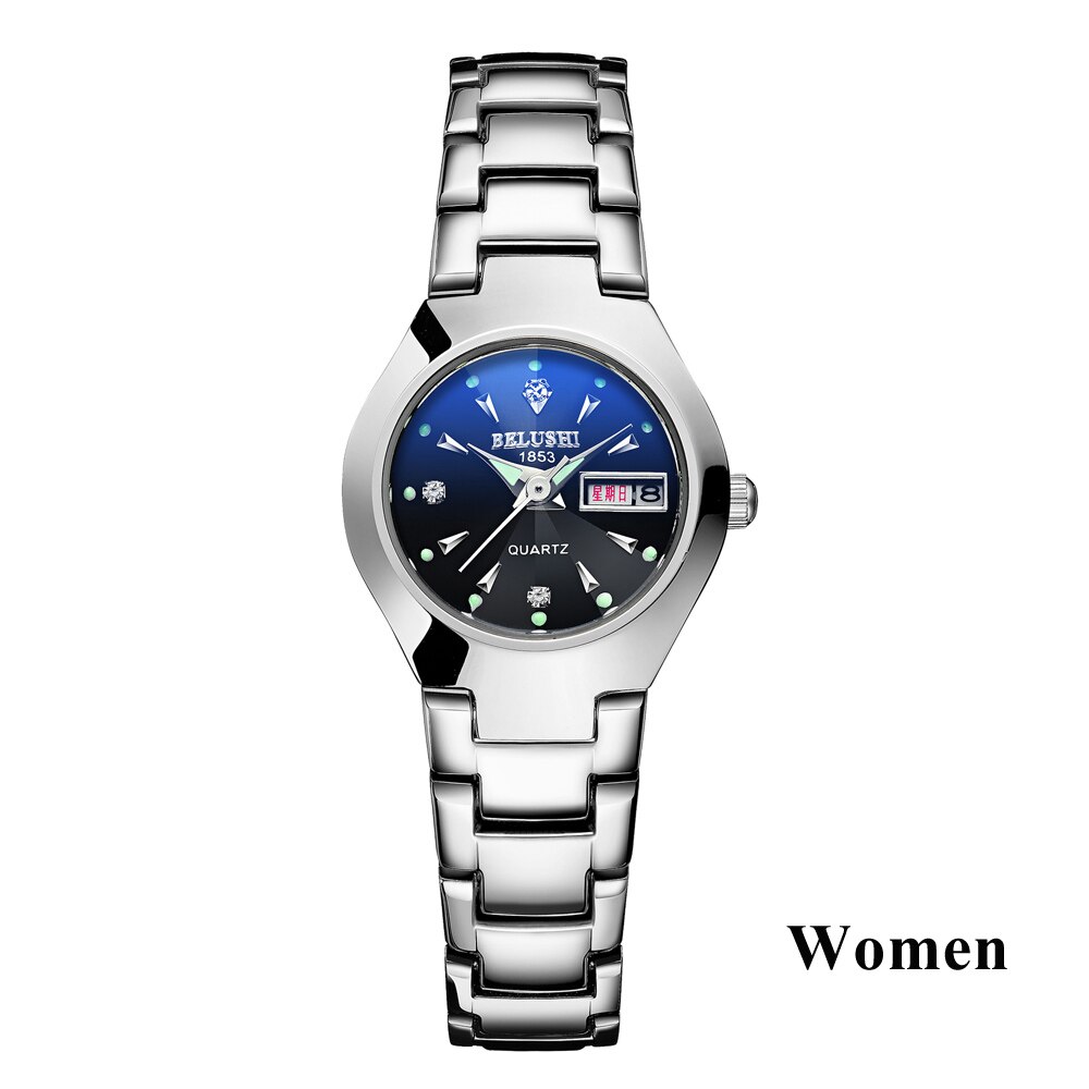 Paar Uhren oben Wolfram Stahl Schwarz Armbanduhr für Männer und Frauen Armbinde Weiblichen Uhr Reloj hombre Liebhaber saat: 6