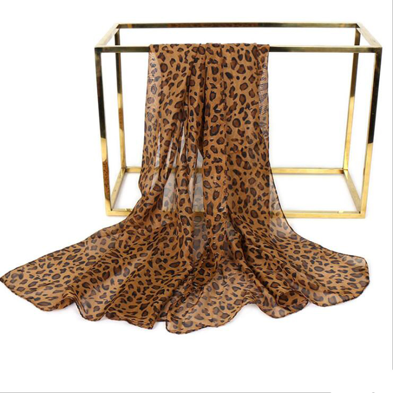 Dame efterårs leopardprint lille silketørklæde hår bindebånd halstørklæde multifunktionelt luksus sjal: Kaffe