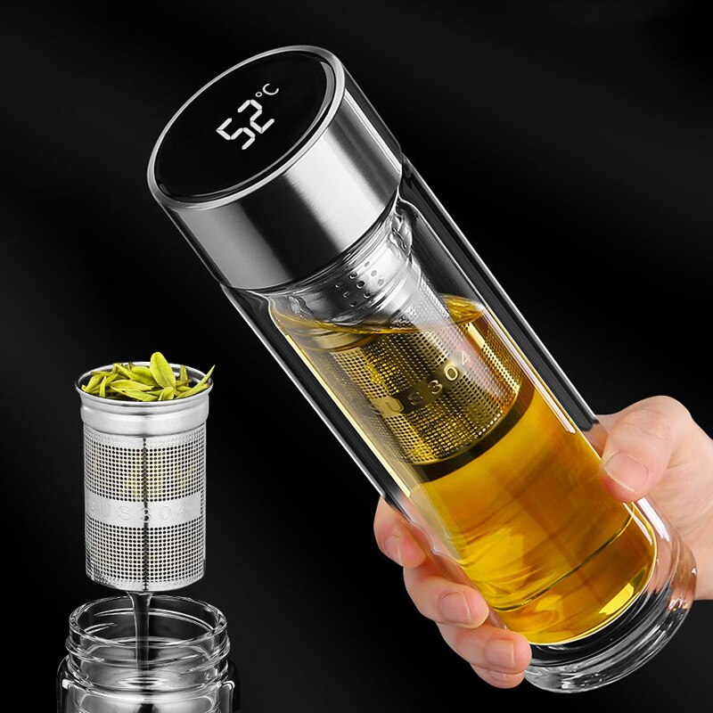 Smart Glass Water Bottles Digital Temperature Display Thermal Water Cup Drinkware Waterbottle Vacuum Bottle 350ML 450ML