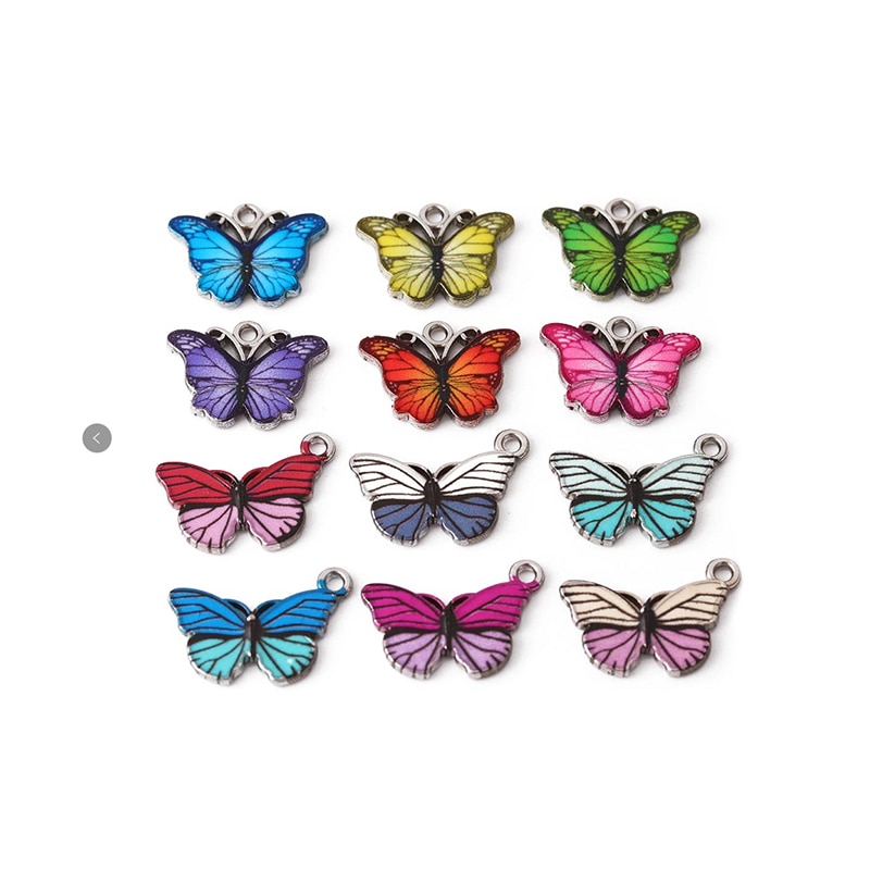 10 pezzi di Fascino Del Pendente Della Farfalla Colourful Goccia di Olio Animale Del Pendente Per La Collana Orecchino Monili Che Fanno I Risultati FAI DA TE Fornitore
