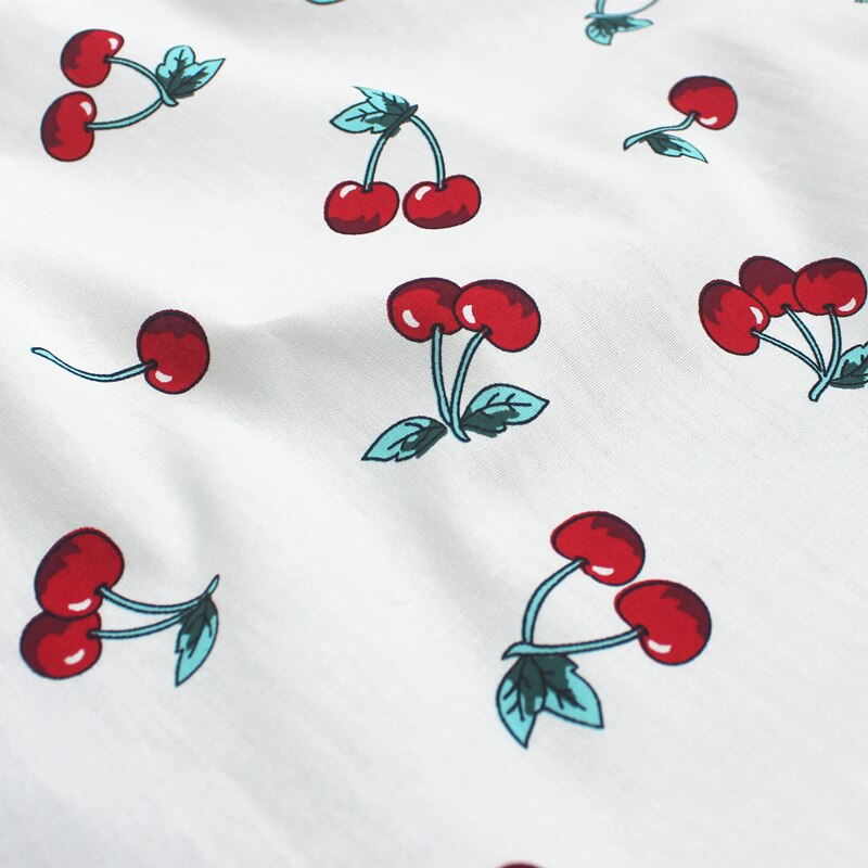 Tela estampada con cereza de 147x50cm, tela de algodón bricolaje, ropa para niños, tela de costura, decoración de Material de costura, tejido de algodón para hogar