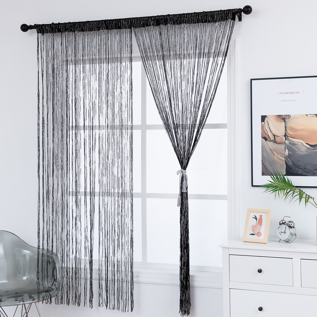 Elegancka kurtyna z koralików w kolorze szampana, dekoracyjna, ręcznie robiona, wiszące koraliki robić domu, na imprezę, wesele, stylowa przegroda robić pokoju, okno.: Beżowy