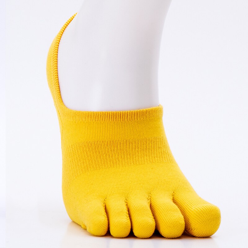 Breathable Unisex Men Women Socks Sports Invisibility Solid Color Five Finger Socks Breathable Cotton Socks Basketball Socks: Yellow