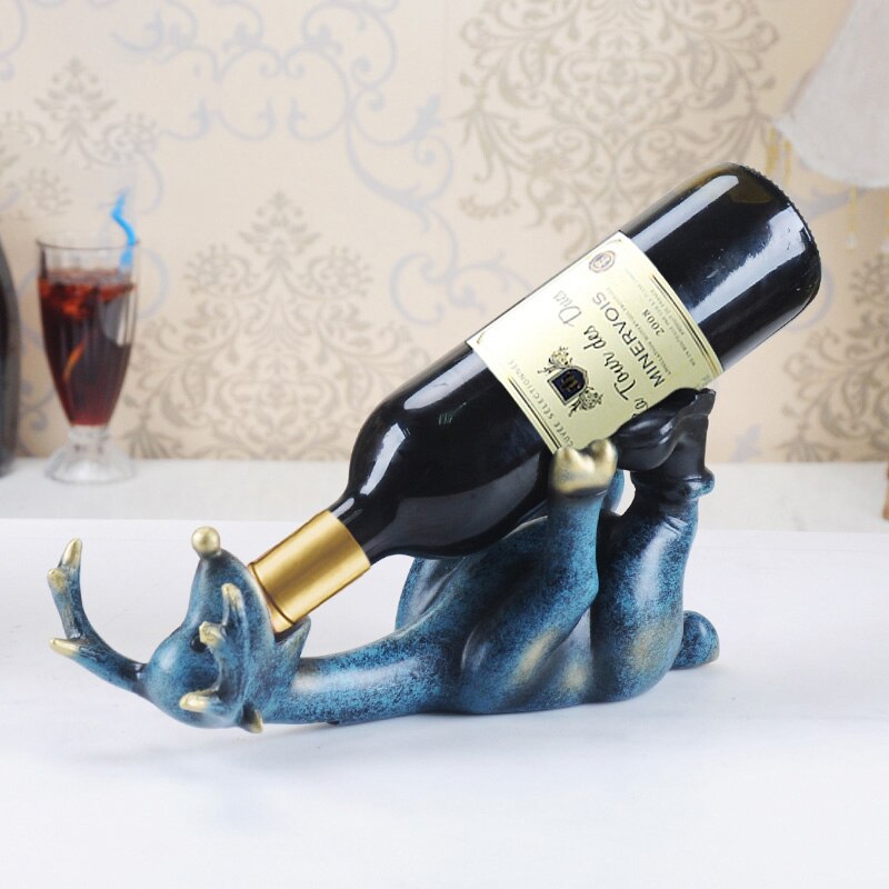 European Resin Drunk Deer Wine Rack Livingroom Office Wine Bottle shelf Home Furnishing Decoration Modern Wine Holder Crafts