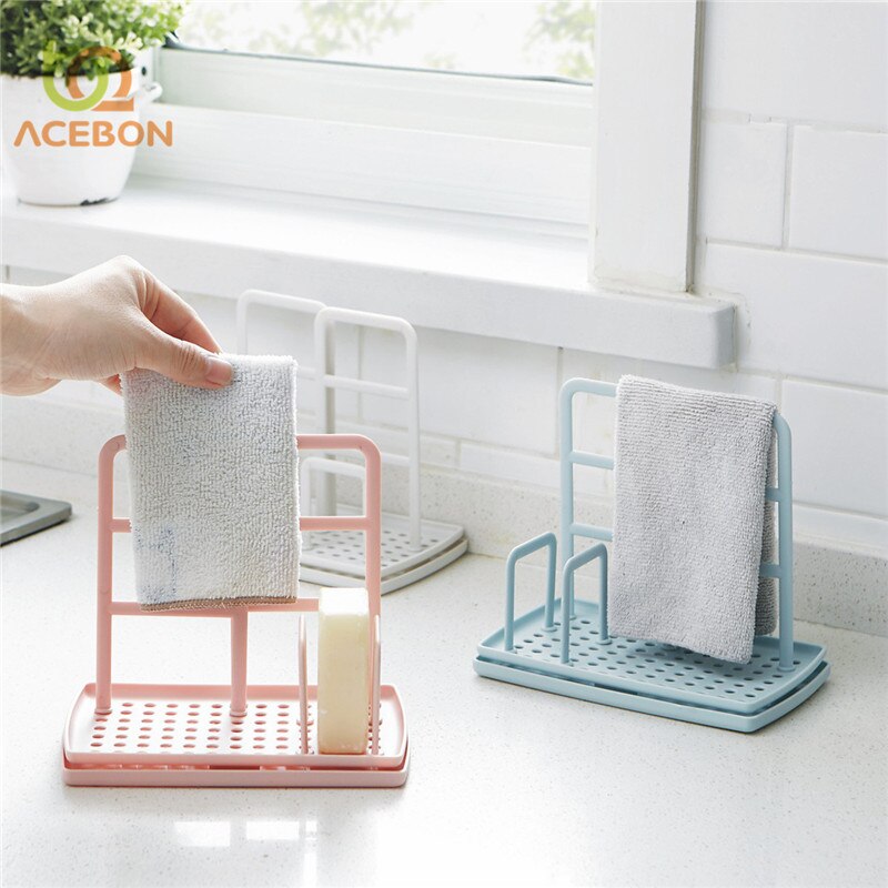 ACEBON 1 PCS Opbergrek Staande Soort Spons Houder Plank Plaat Voor Pad Handdoek Mutifuctional Organizer Home Keuken Accessoires