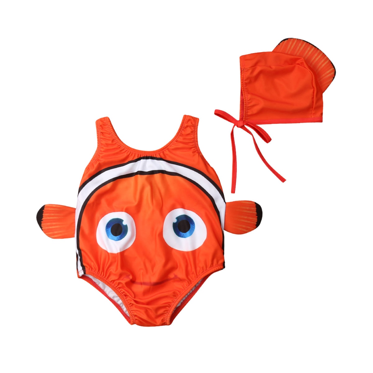 Kids Baby Girl Swimwear Cartoon Goldfish Swimsuit Beachwear Bathing Costume Sleeveless Swimwear Sets 1-6Y: Orange / 3Y