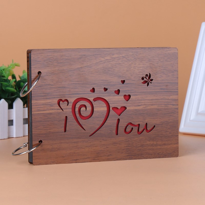 Kreative Vintage 8-zoll Holz Fotoalbum Handgemachte DIY Vintage Photo Album Geburtstag Sammelalbum Fotoalbum: 002