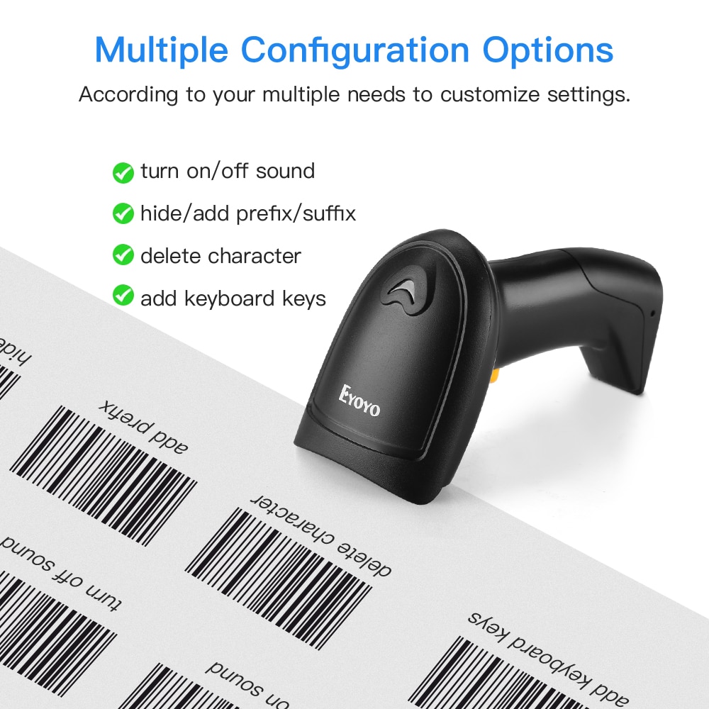 Eyoyo 1D Barcode Scanner 2,4G Drahtlose Bild Scanner 2-in-1 mit USB Empfänger Arbeiten mit PC POS Multi Sprachen Scanner