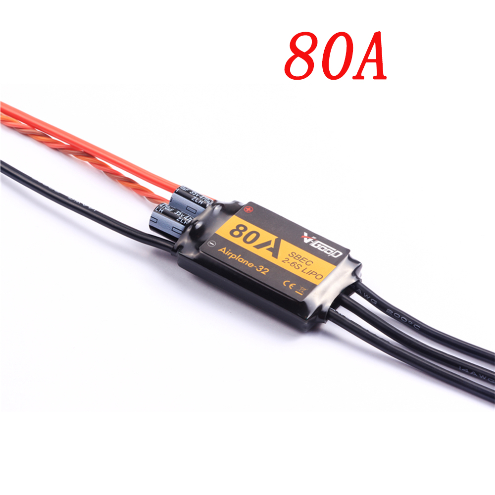 Newest VGOOD Brushless ESC 6A / 12A / 20A / 30 / 40A / 60A / 80A / 100A / 120A 2S 32-Bit With 1.5A SBEC for RC Airplane Accs: 80A