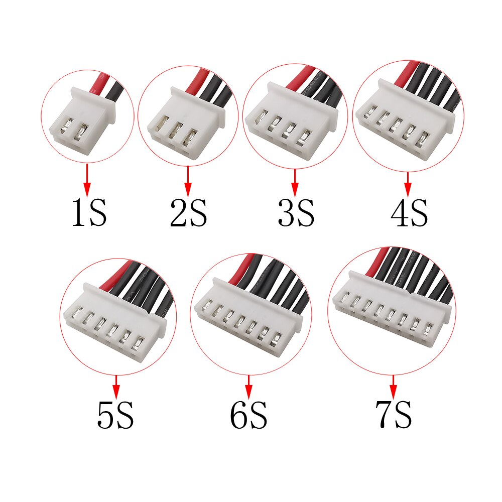 5Pcs JST XH Connectors Adapter Plug 1s 2s 3s 4s 5s 6s 7s JST-XH Balance Changer Cable 22AWG Silicone Wire for Lipo Battery