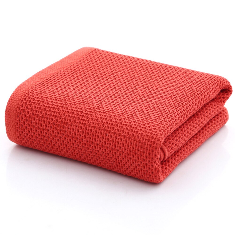 Bikage badehåndklæder bomuld tykkere jacquard almindeligt badeværelse hotel håndklæde super absorberende blød vaffel-håndklæde: Rød