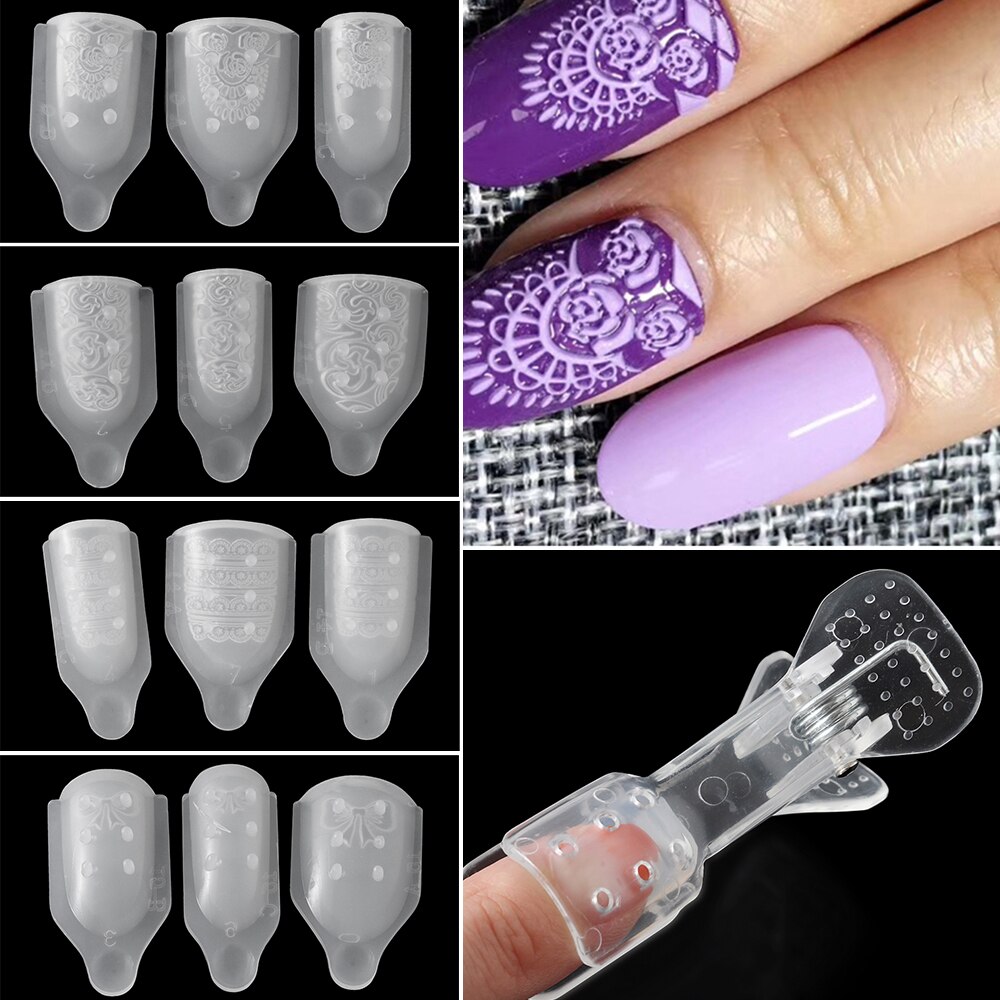 Nagelkunst stempel siliconen mal 3d bloemen sjabloon voor nagels uv gellak snijmal manicure decoraties gereedschap