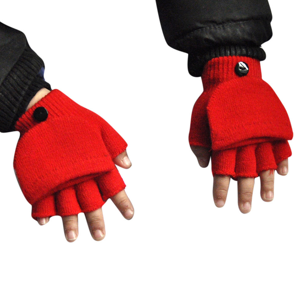 Baby Jungen Mädchen Winter Hand Handgelenk Wärmer Flip Abdeckung Finger Handschuhe Neugeborenen Warme Handschuhe Samt Dicke Kinder: Red