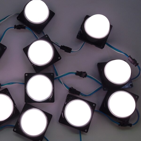 DC12V WS2811 pixel module met milky cover; 6 stks 5050 led binnen; 1.44 W;, 50mm diameter; met 3pin JST connectors voor elke module