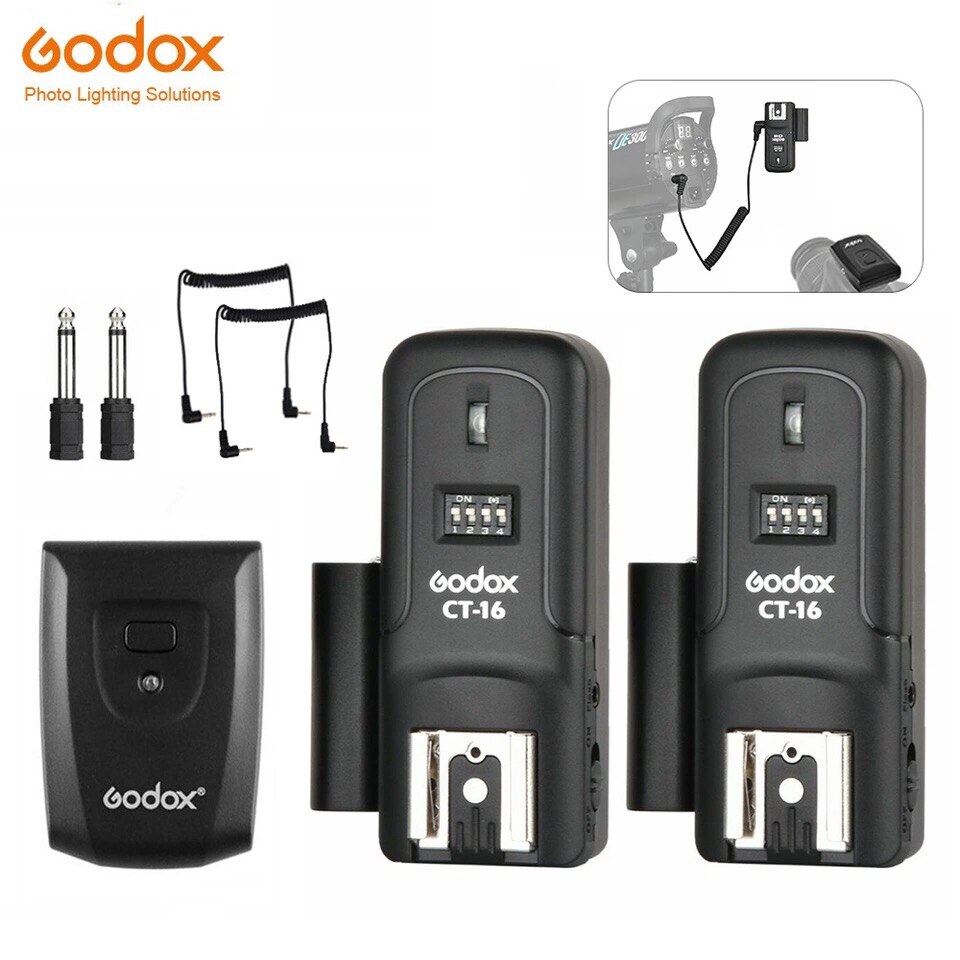 Godox CT-16 16 Channels Wireless Radio Flash Trigger Transmitter + Receiver Set for Canon Nikon Olympus Pentax Studio Flash