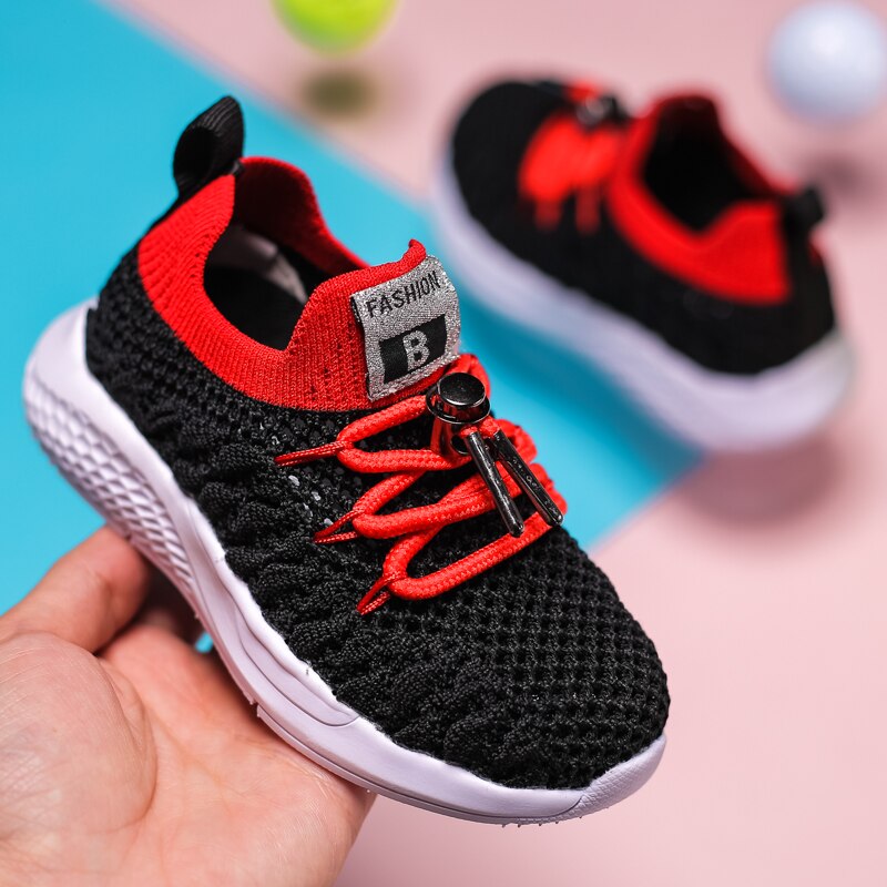 Gutt jenter lette og varme joggesko barn mesh metallknapp løping sport joggesko chaussure lumineuse pour garcon