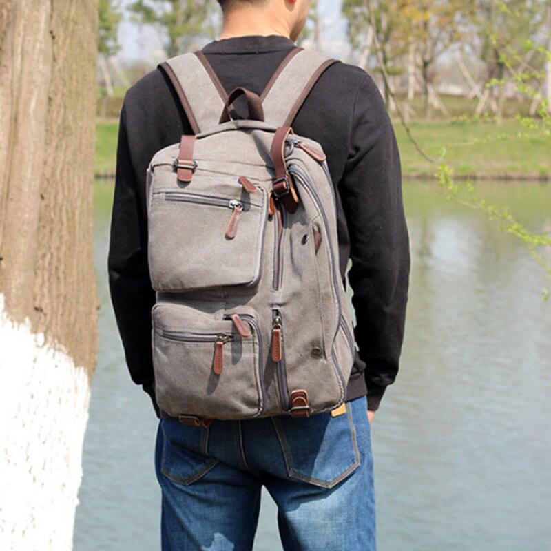 Casual canvas business aktetas multifunctionele handtas herenrugzak schoudertas crossbody 17 inch laptop ipad reiskoffer