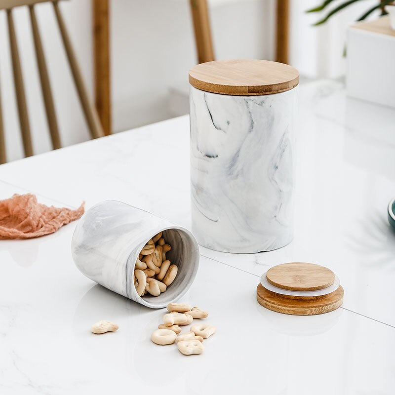 Ceramic Fresh-keeping Sealed Jar Bean Sugar Tea Coffee Storage Container Household Food Storage Box Kitchen Organization Tools