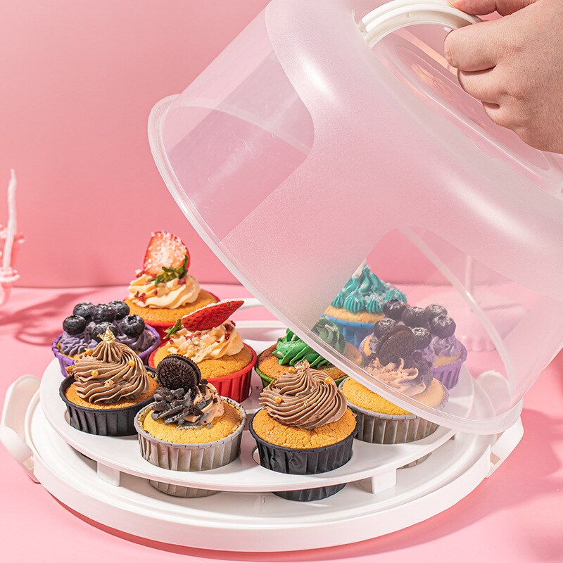 Jo life 1 set genomskinlig tårtlåda plast bröllopstårta förpackningsunderlag klara lådor cupcake muffin kupolhållare