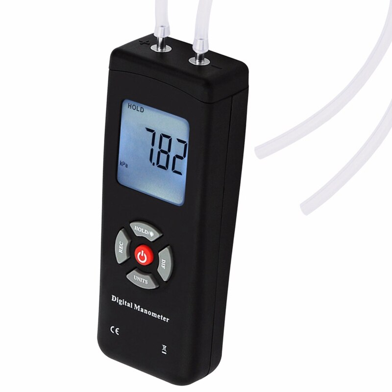 Manometer Digital Portable Handheld Air Vacuum Gas Pressure Gauge Meter with Backlight 11 Units +/- 13.78KPa +/- 2PSI