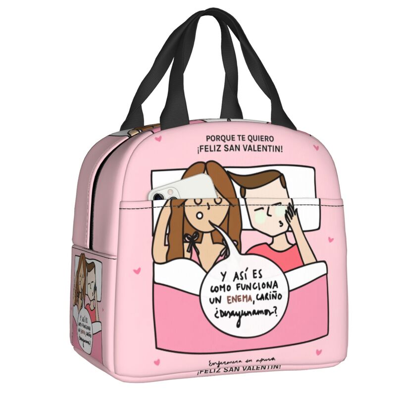 Enfermera En Apuros Doctor Nurse Lunch Bag Women Portable Cooler Thermal Insulated Lunch Box Picnic Storage Food Bento Box: Silver