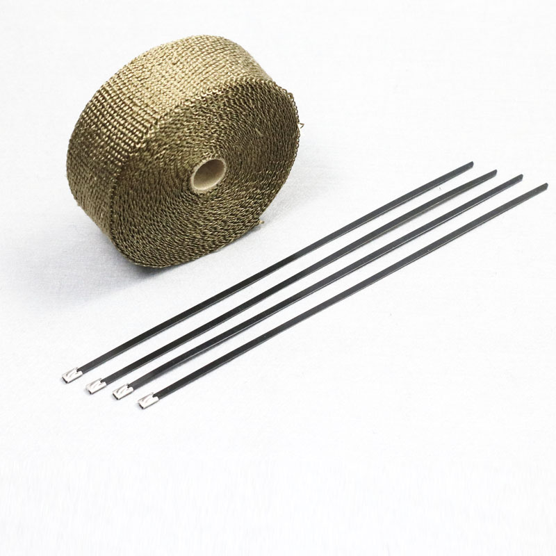 5m 10m motorcyklers udstødning forreste rør anti-omvikling varme manifold isolering klud rulle med 3 farver mulighed: Titanium farve 10m