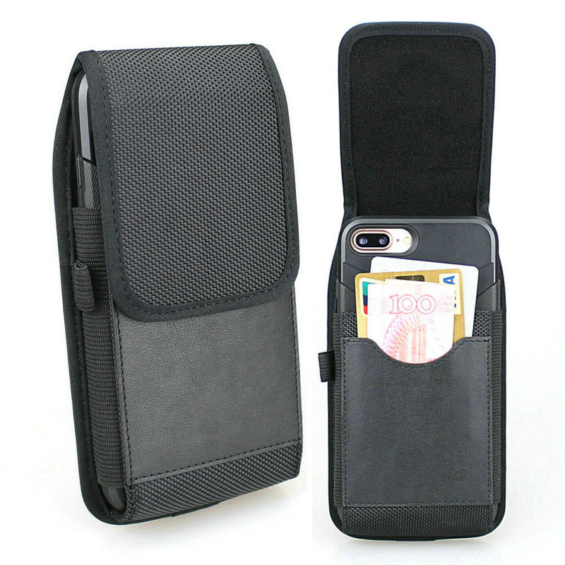 Voor Huawei P30 Pro Holster Met ID Kaarthouder Nylon Pouch, Riem Verticale Telefoon Case, ingebouwde Card Slots Magnetische Sluiting