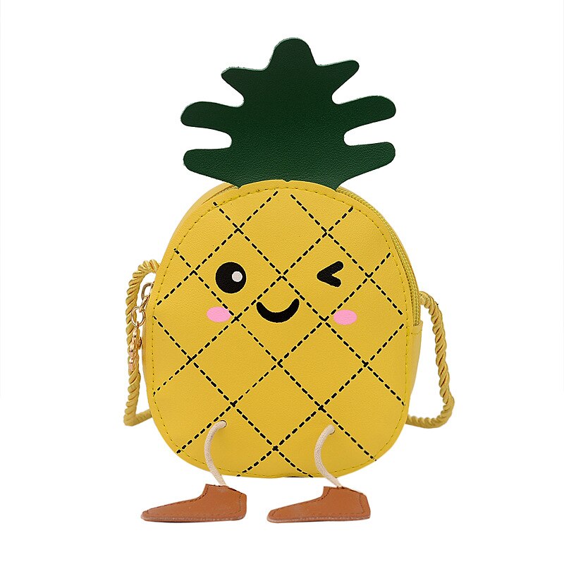 Cute Children's Shoulder Bag Pineapple Shape Crossbody Bag Little Girl Purse Toddler Crossbody Bag Girls Flap Bags: Yellow