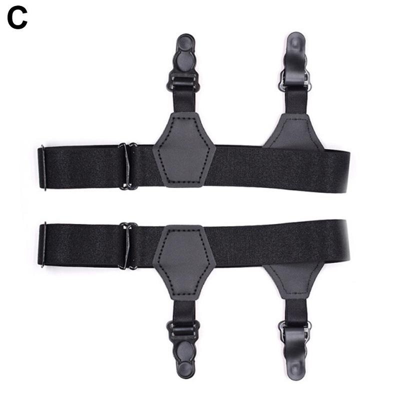 Adjustable Men Sock Single Duck-Mouth Garter Suspenders Braces Clip Belt Hold Up Non-slip Clips 2Pcs/Set: C