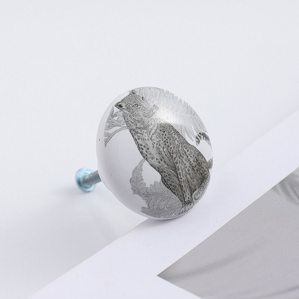 Uchwyty robić szafy ceramiczne klamki robić drzwi szafek okrągłe uchwyty meblowe w kształcie zwierząt dekoracja okna szafki szuflady gałki kuchenne: Srebrny