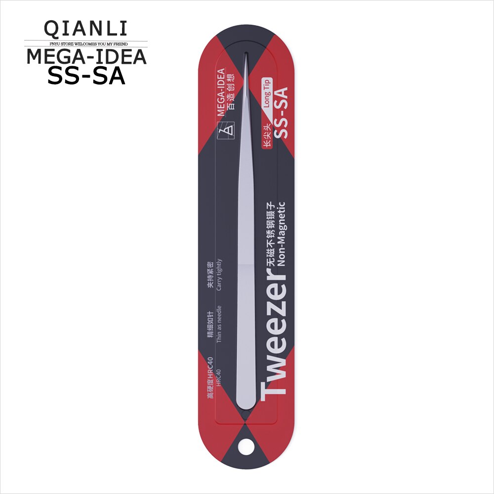 Tweezer QIANLI MEGA-IDEA 7-SA Bent tip 0.15mm 00-SA Non-Magnetic Stainless Steel Short Pointed SS-SA Long Pointed Repair Clip: SS-SA