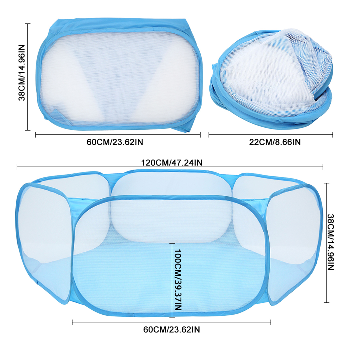 Portable Pet Playpen Cat Dog Cage Tent Playpen Folding Fence For Hamster Hedgehog Small Animals Breathable Puppy Outdoor Pet: Blue