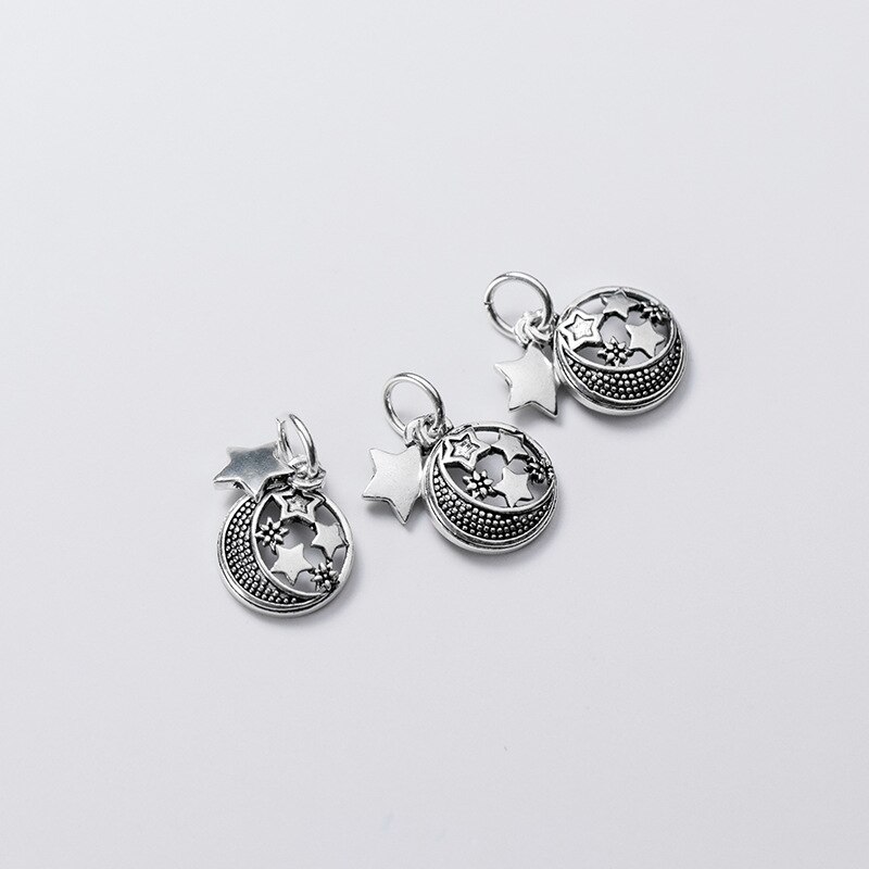 925 Sterling Silber Hohl Ziemlich Mond & Stern Halskette Charms Deocration S925 Silber Romantische Anhänger DIY Phantasie Schmuck Erkenntnisse