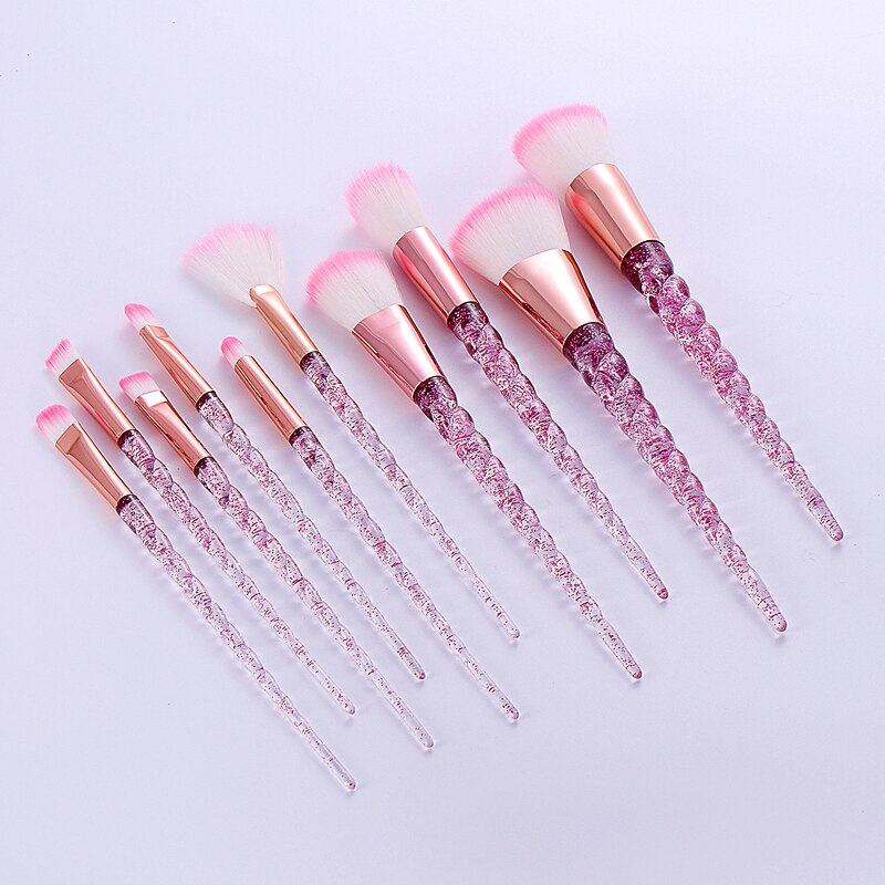 Unicorn makeup børster sett kosmetisk øyenskygge børste foundation blush børste krystall håndtak skjønnhetsverktøy 10 stk