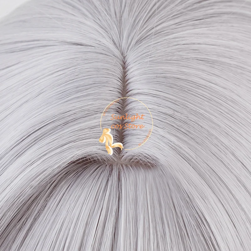 IN STOCK Anime Fukuzawa Yukichi Cosplay Wig 52cm Long Silver Gray Heat Resistant Synthetic Hair Halloween Party Wigs + Wig Cap