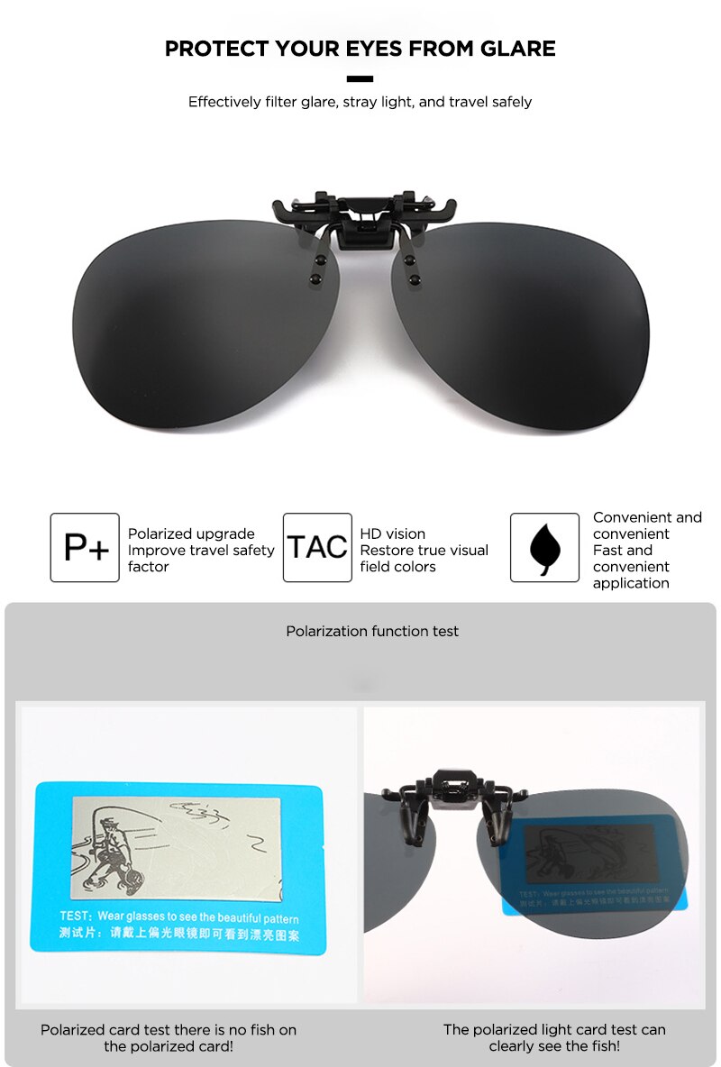 Unisex Polarized Clip On Flap Up Sunglasses UV400 Protection Glasses Men Women Driving Goggle Night Vision Fishing Goggle
