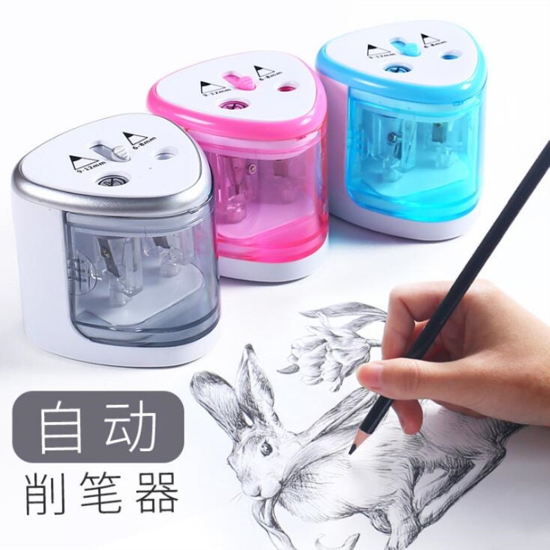 Automatic Pencil Sharpener Two-hole Electric Touch Switch Pencil Sharpener Stationery Home Office School Supplies