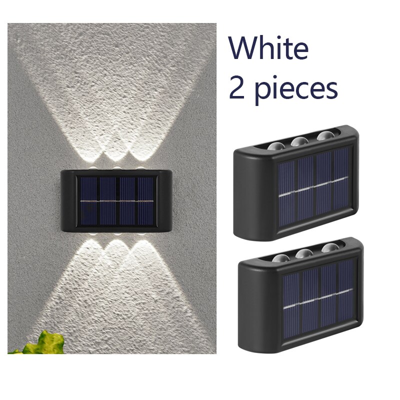 Væglampe solar led lys udendørs hegn lyser hus og have vandtæt sconce lampe havedekoration sol gadelampe: Hvid