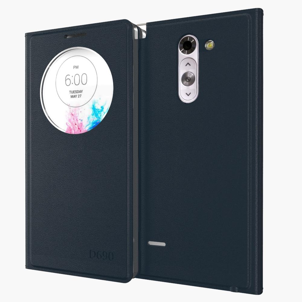Window View Quick Circle Case For LG G3 Stylus D690 D690N Luxury Leather Flip Cover Case Cell Phone Bag