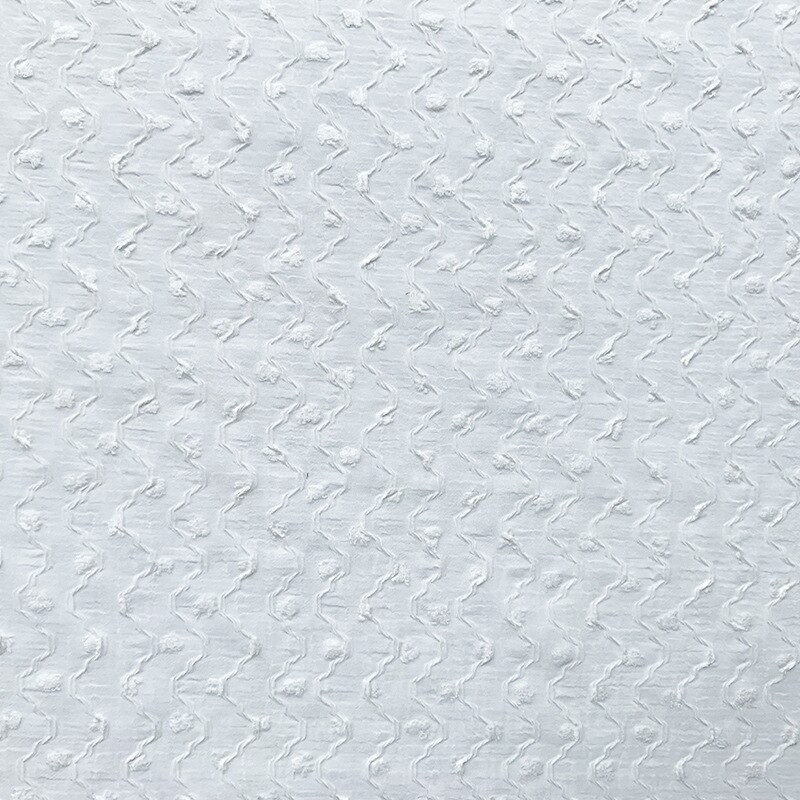3D Brocade Chiffon Wavy Crinkle Fabric Nano-crepe Furry Jacquard Fringed Fabric Dress Fabric: white
