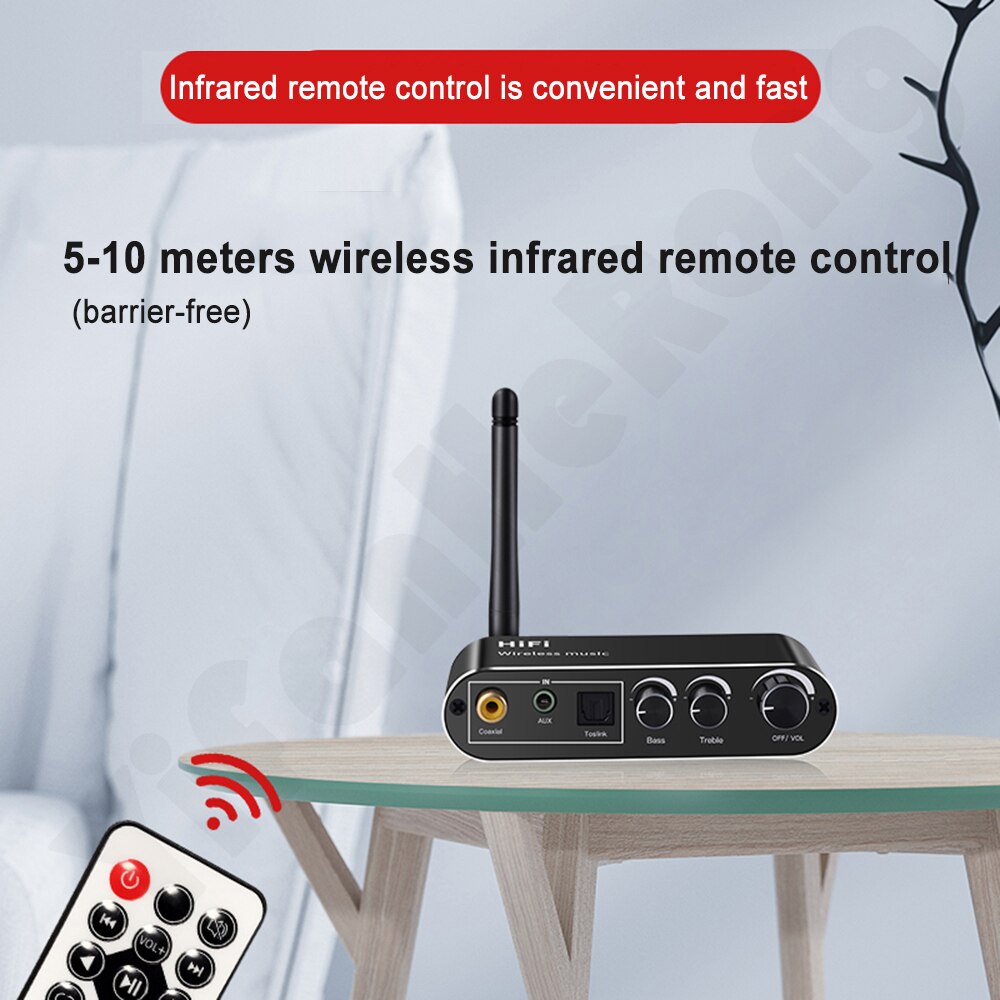 Bluetooth-Compatible Receiver Digital to Analog Audio DAC Converter Spdif Optical Coaxial Signal to 3.5MM AUX Amplifier Decoder