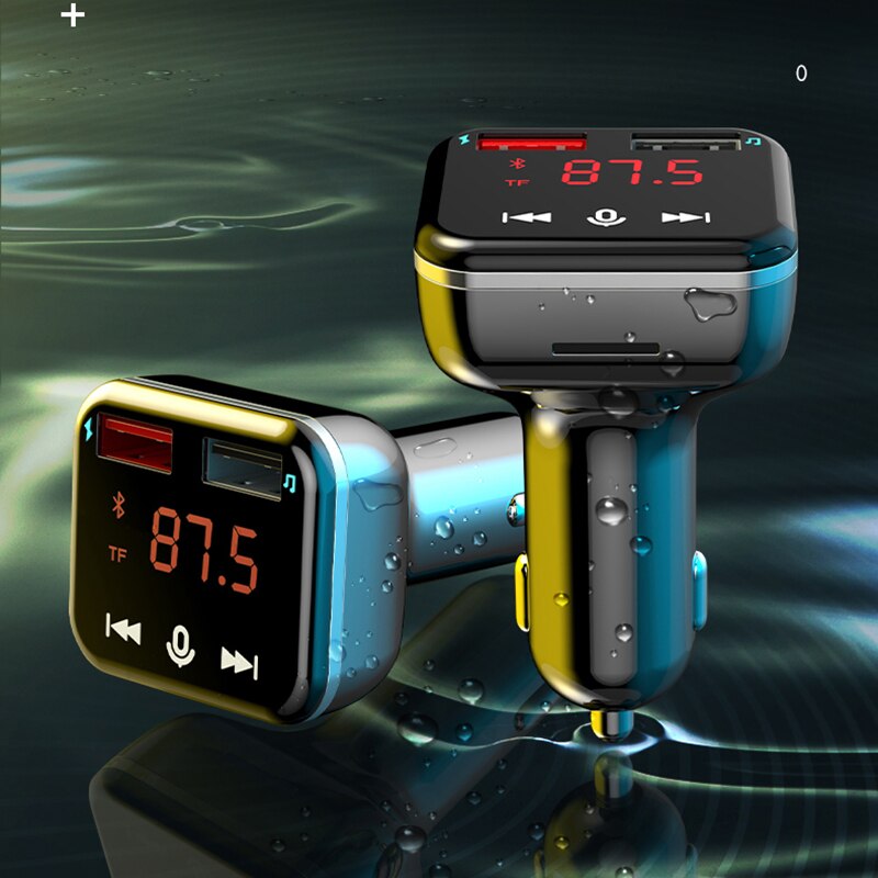 Car Bluetooth 5.1 FM Transmitter QC3.0 Fast Charger Dual Channel Stereo Car Mp3 Player EMC Touch Screen Audio Adaptor