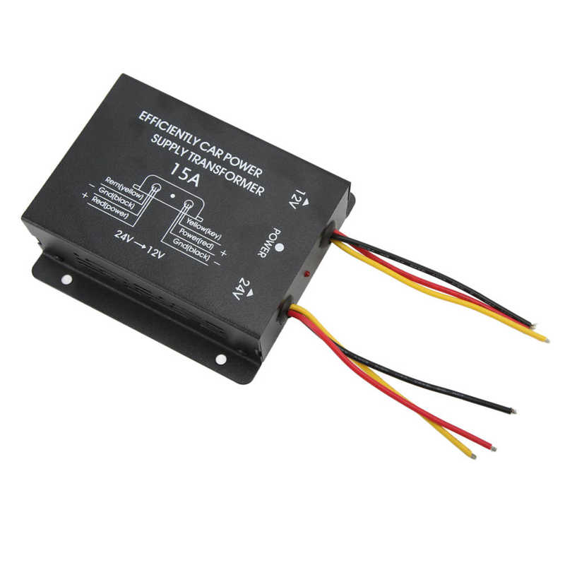 24V To 12V Converter Short Circuit Protection Safe Reliable DC24V To 12V Car Voltage Reducer Lightweight for Buses: 15A