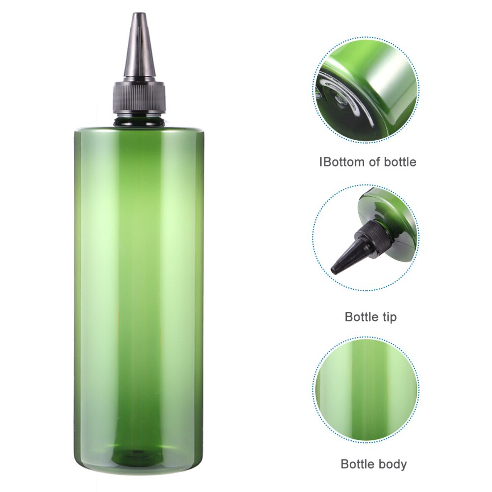 4 Stuks 500Ml Haarverf Fles Wees Mond Haar Kleur Fles Applicator Opslag Container Hervulbare Flessen (Blauwe Fles en Gree