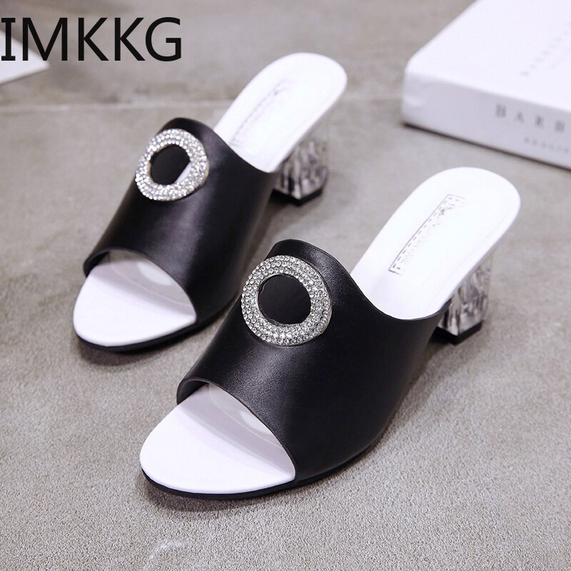 Chaussons pour femmes été tongs loisirs sans lacet diapositives Peep orteil talons carrés chaussures décontractées fête plage tongs femme F90095