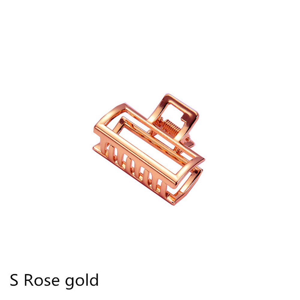 Kvinder geometrisk hår klo ensfarvet hår krabbe retro firkantet form perle hår spænder klør hår tilbehør stor størrelse hårnål: Rosa guld s