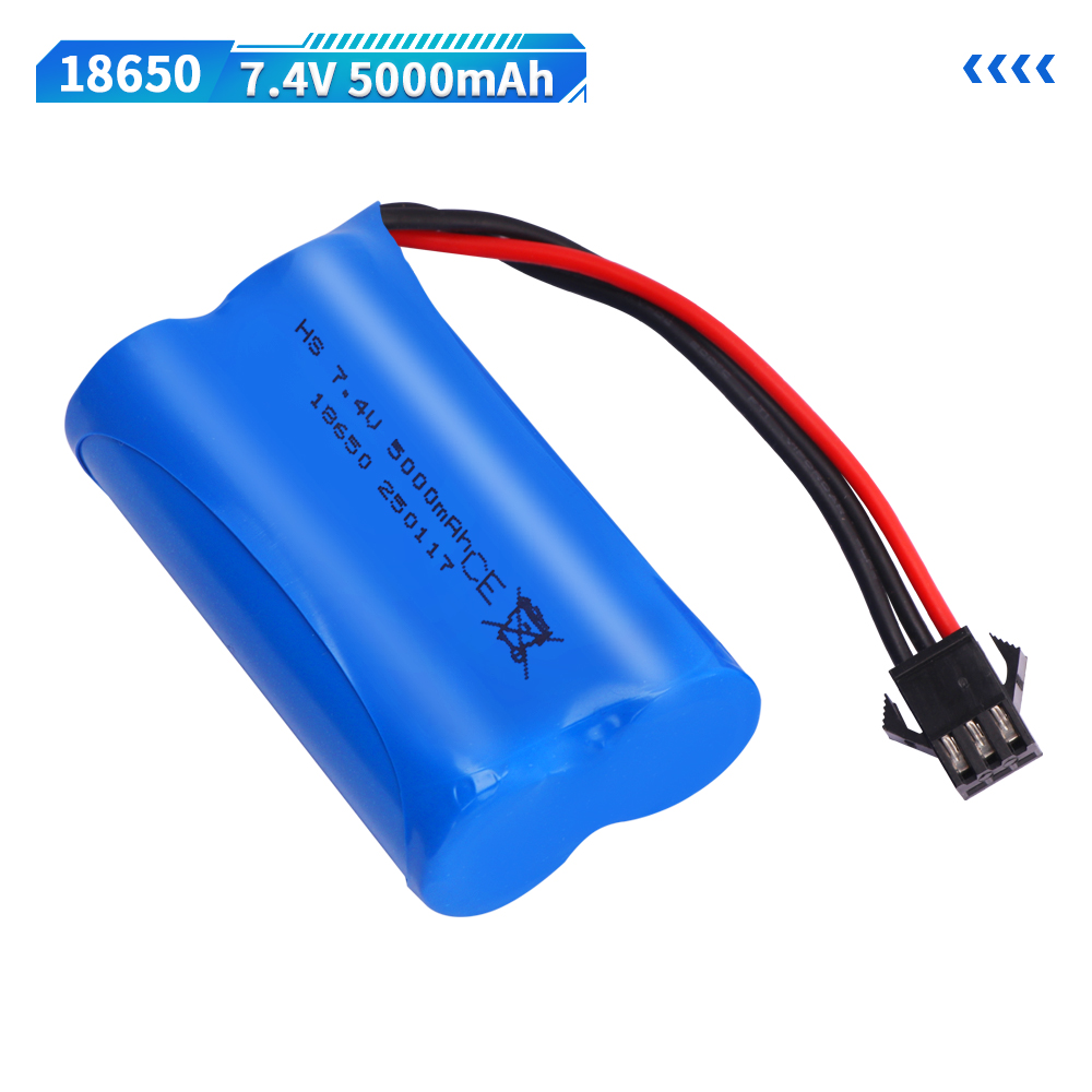 7.4V 5000mAh SM-3P Li-ion battery for MN128 Watch Gesture Sensing Twisted RC stunt car 18650 7.4v battery For RC Cars SM3P Plug