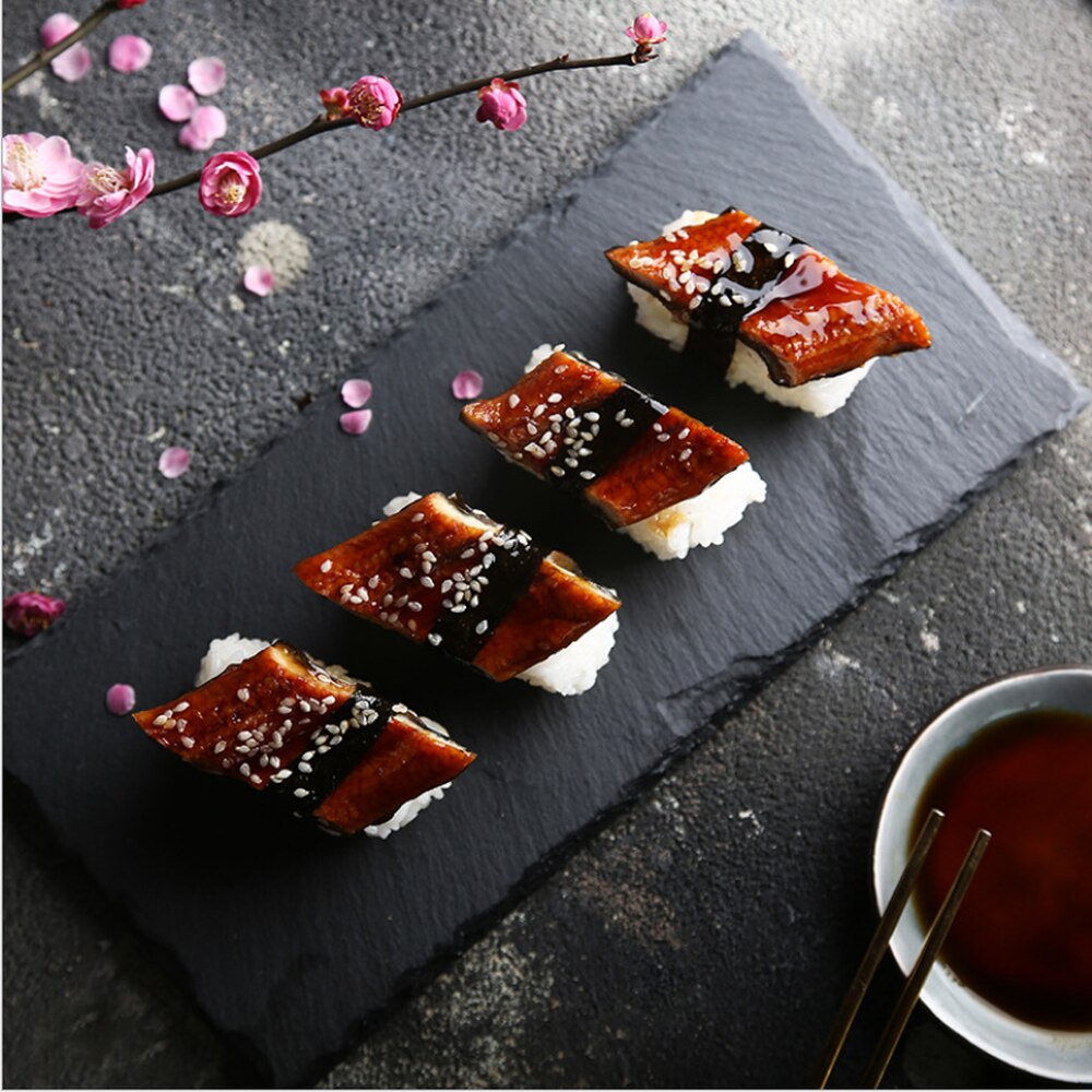 Leisteen Plaat Thuis Japanse Sushi Rock Lade Barbecue Plaat Gerechten En Platen Sets Dessert Voor Keuken Gerechten Borden
