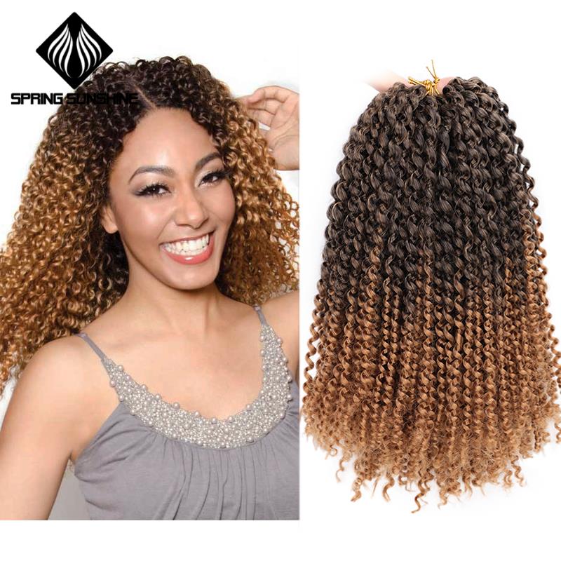 Extensiones de pelo sintético Marley, trenzas trenzadas de ganchillo estilo bohemio, de 14 pulgadas, rizado Afro, para mujer